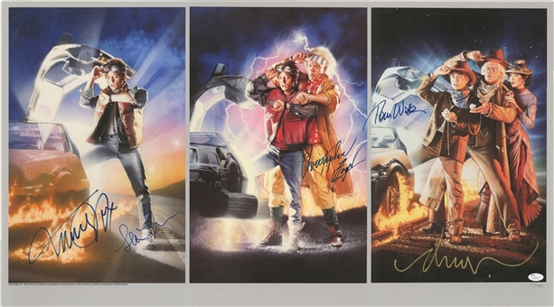 Back To The Future Cast Signed Litho With 5 Total Signatures Including Fox, Lloyd, Thompson & Wilson - LE 77/750 (JSA)